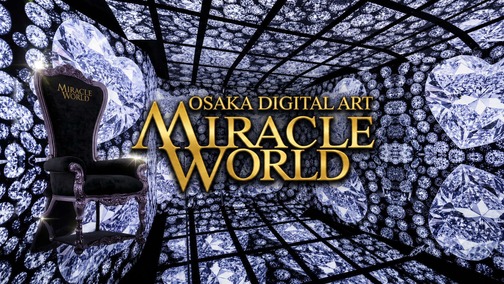 MIRACLE WORLD OSAKA digital art space surrounded by diamond projections